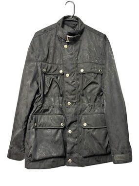 VERSACE Collection Men’s Black Blouson Barocco Jacquar Jacket Gold Medusa Button